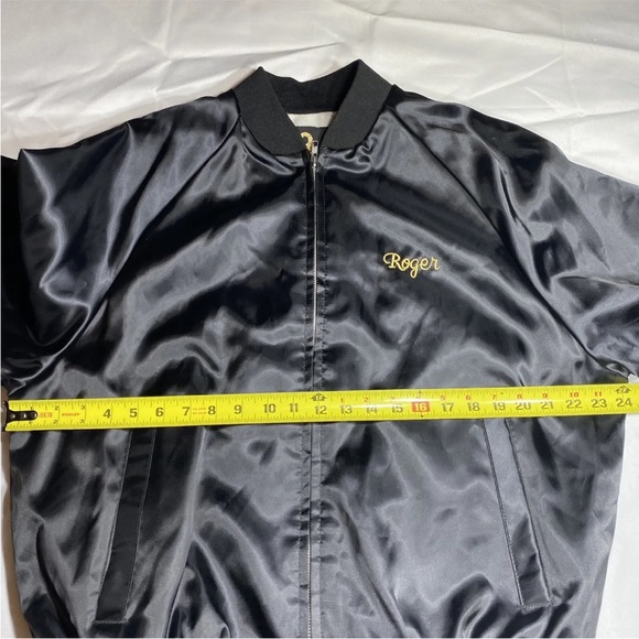 Vintage King Louie Pro Fit Mens XL Hertz Satin Bomber Varsity Black Jacket - Picture 6 of 6